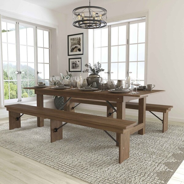 Flash Furniture Rectangle Antique Farm Table , 40"; 96" W 30"; 17-3/4" H, Wood XA-FARM-4-GG - main
